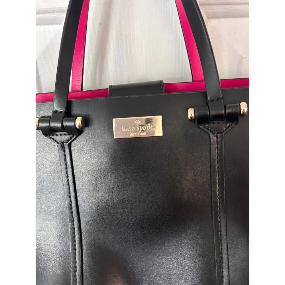 Kate Spade Black and Pink Tote with gold  Hardware mini small one